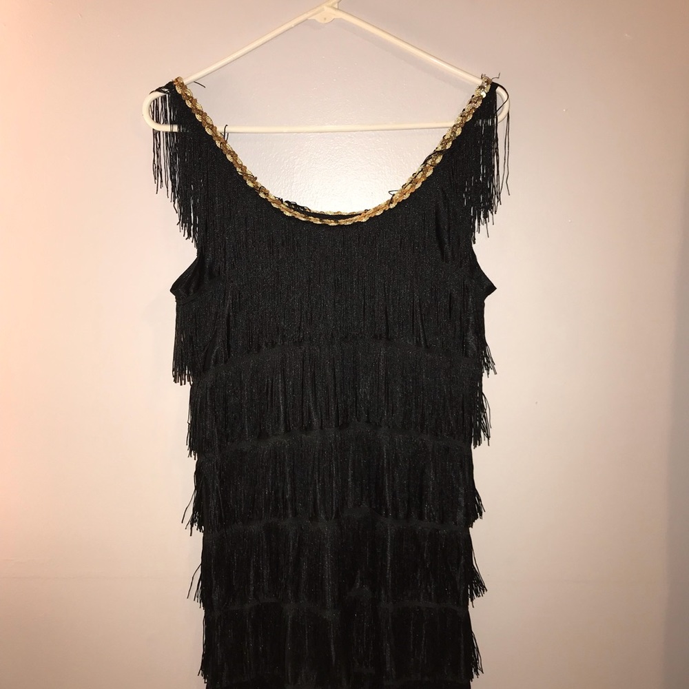 Black Fringe Flapper Dress